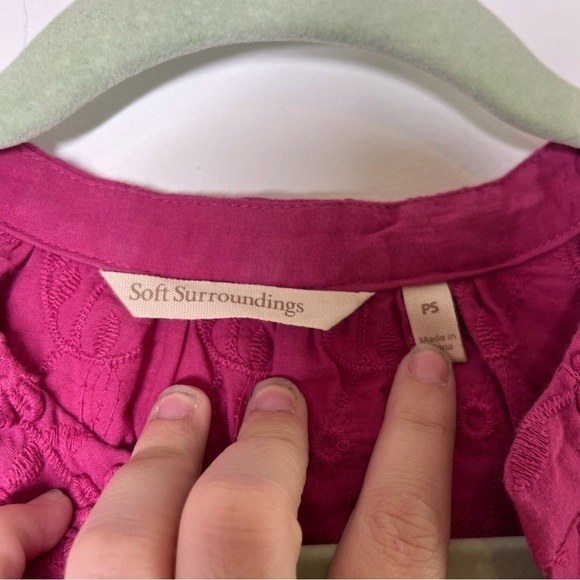 SOFT SURROUNDINGS Sunny day Blouse top MAGENTA PINK Size Small Petite - Picture 4 of 8